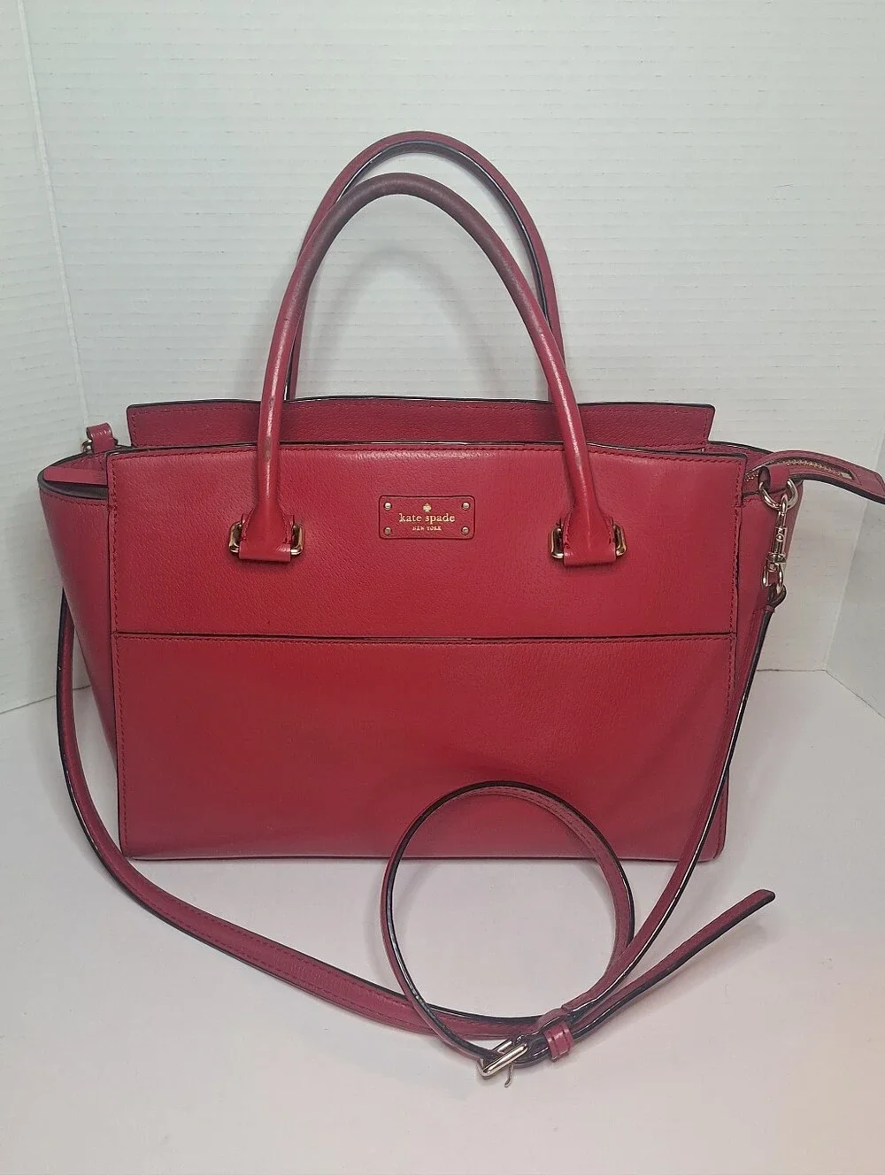 Kate Spade Grove Street Lana Small Red Leather Top Handle Satchel Crossbody GUC